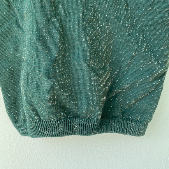 Free People Forest Green and Metallic Thread Top - Picture 3 of 7